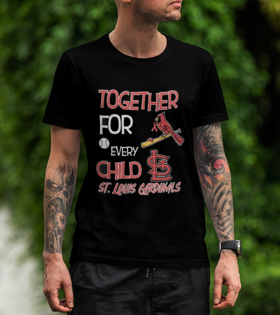 St. Louis Cardinals Together For Every Child Bird On Bat Baseball T-Shirt