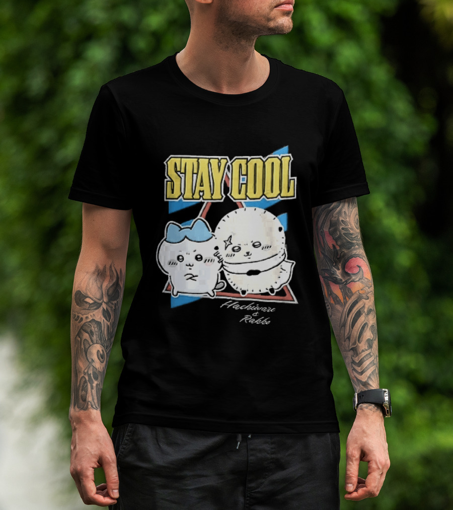 Stay Cool Hachiware And Rakko Distressed Cartoon Anime Characters T-Shirt