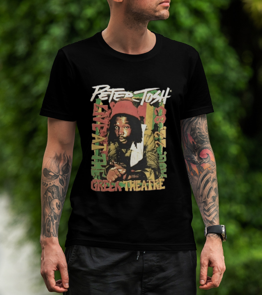 Peter Tosh Live At The Greek Theatre Aug 22 83 Rastafarian Dreadlocked Musician T-Shirt