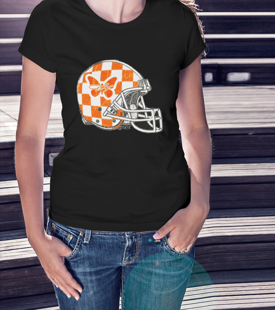 Tennessee Vols Football Helmet Checkerboard Butterfly Dolly Parton Version T-Shirt
