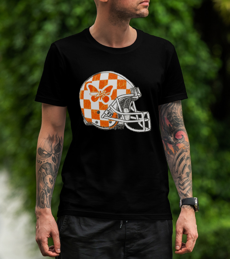 Tennessee Vols Football Helmet Checkerboard Butterfly Dolly Parton Version T-Shirt