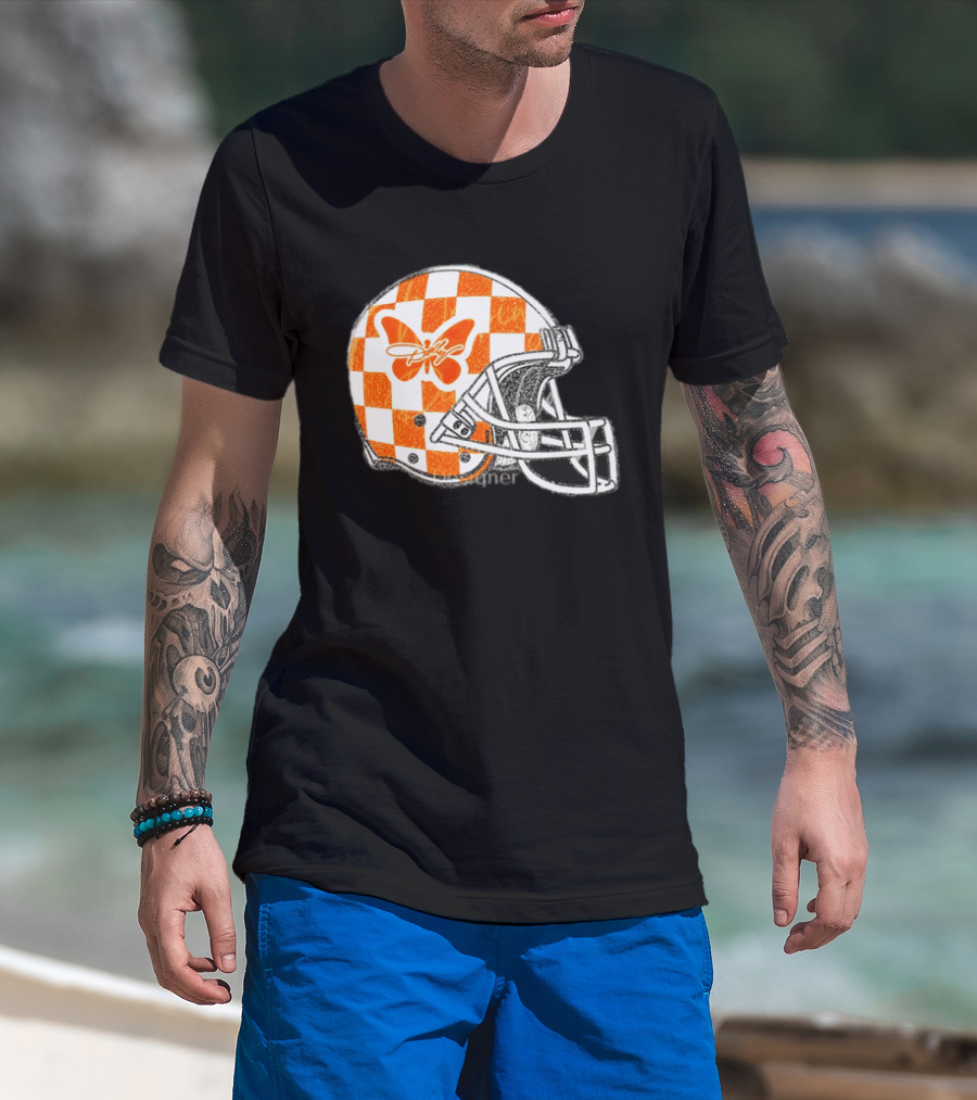 Tennessee Vols Football Helmet Checkerboard Butterfly Dolly Parton Version T-Shirt