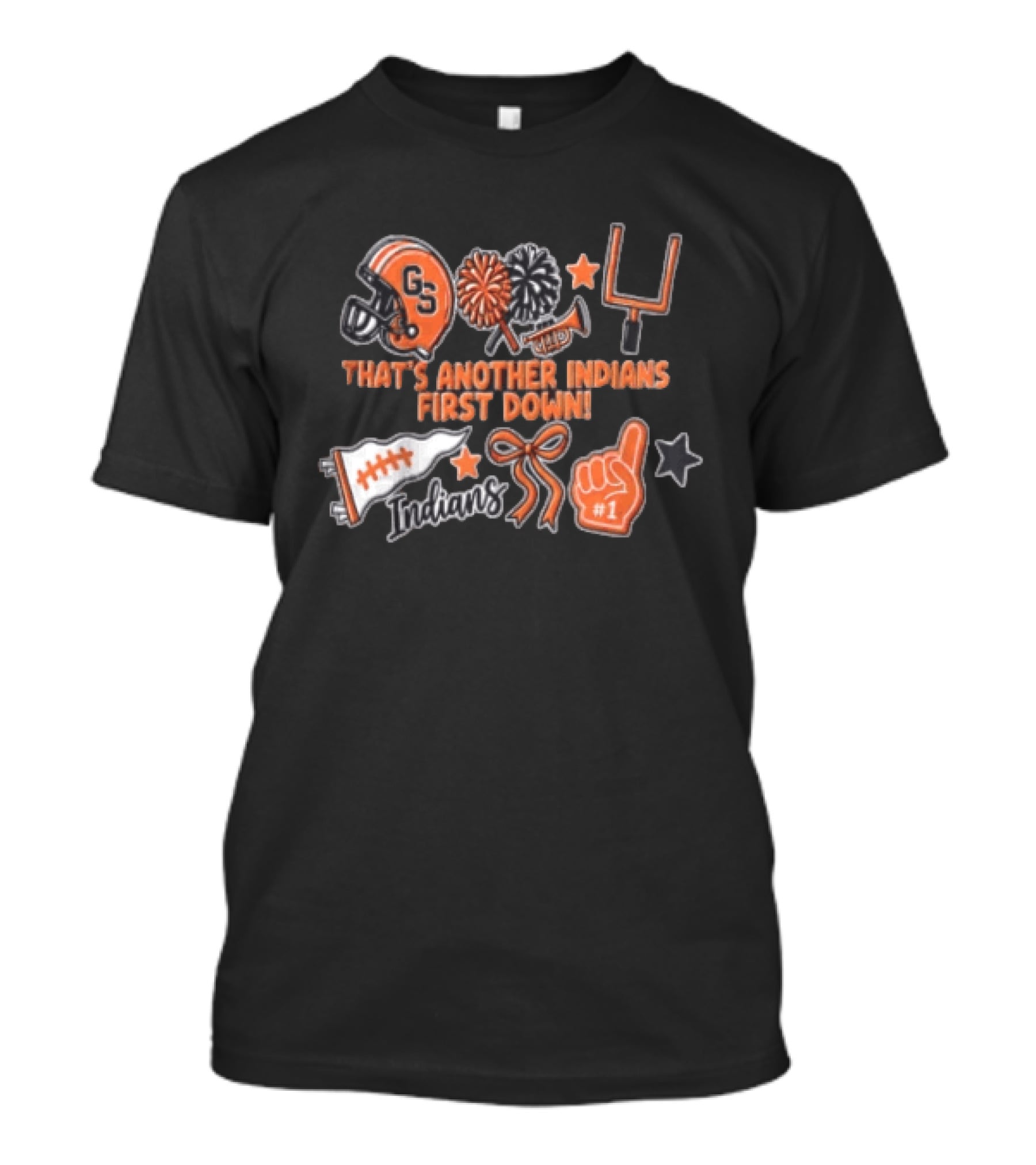 That's Another Indians First Down GS Football Helmet Pom Poms Goalpost Number One T-Shirt