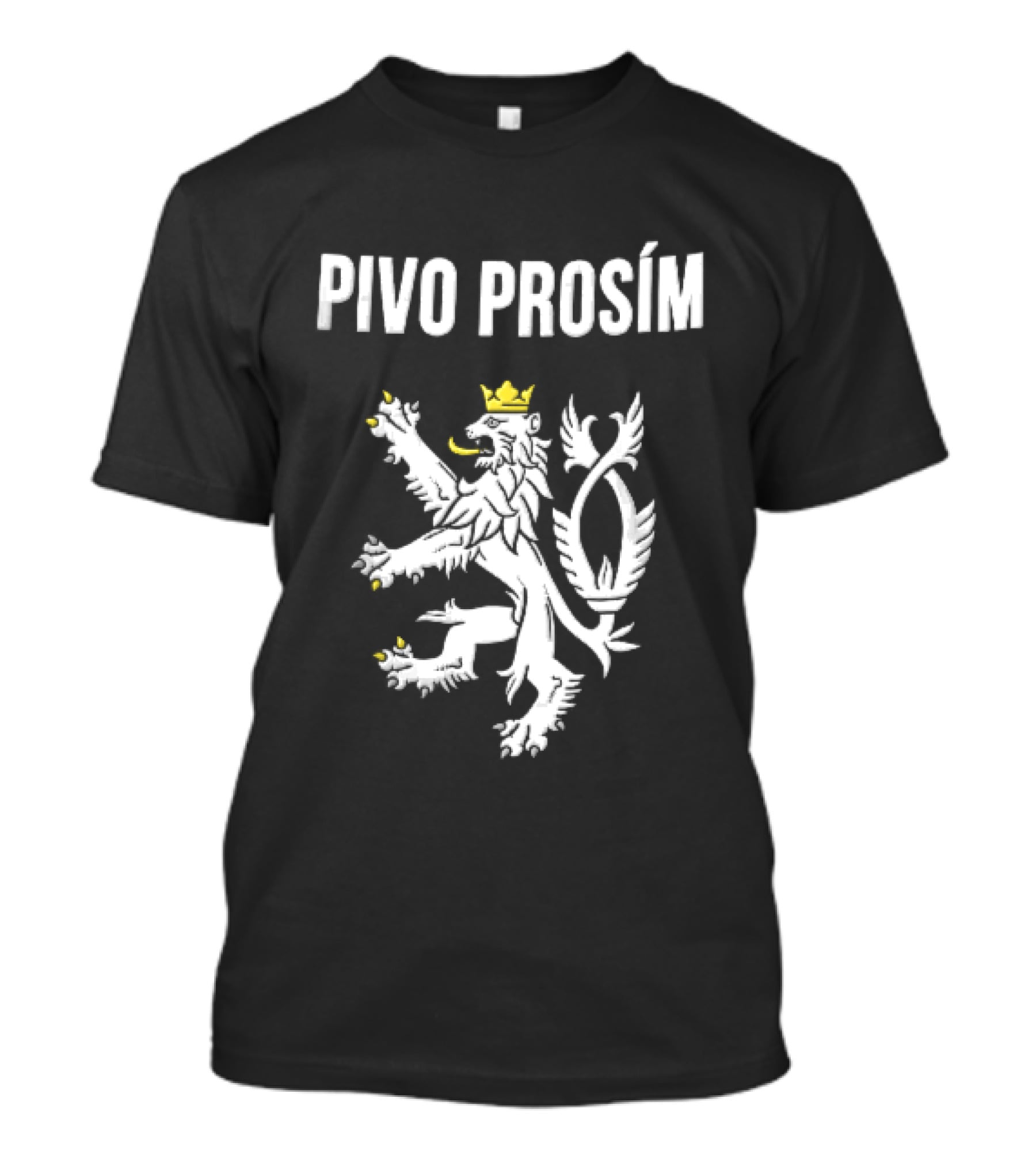 Pivo Prosim Crowned White Double Tailed Czech Lion T-Shirt