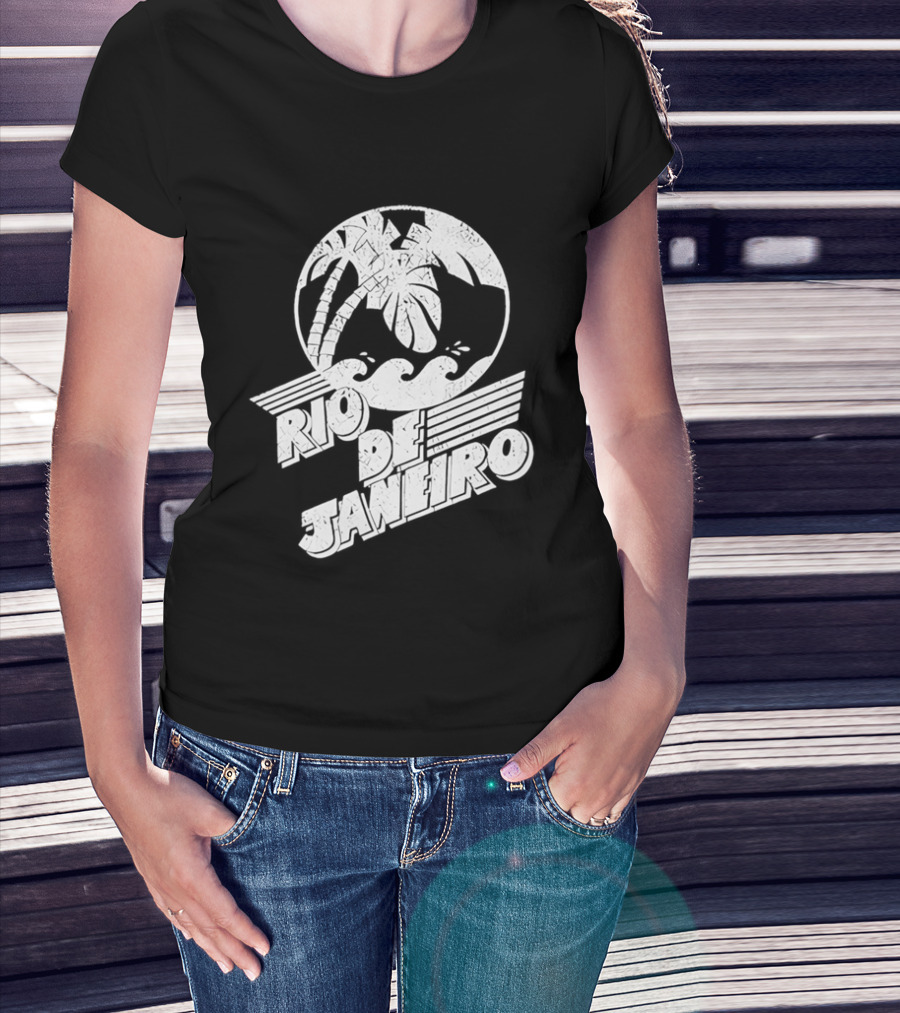 Rio De Janeiro Palm Tree Tropical Waves Circle T-Shirt