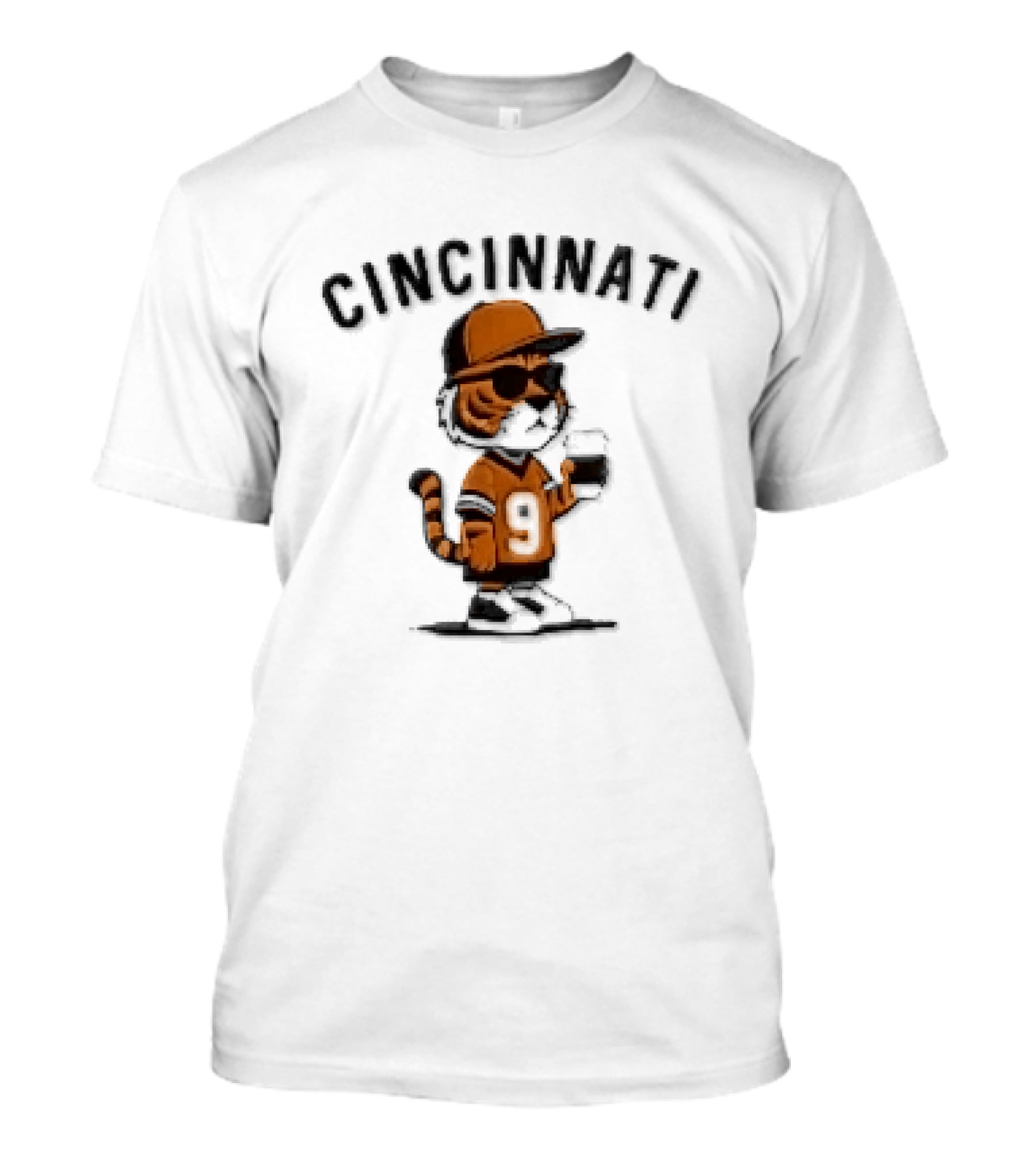 Cincinnati Bengals Cartoon Tiger Sunglasses Jersey Coffee Cup T-Shirt