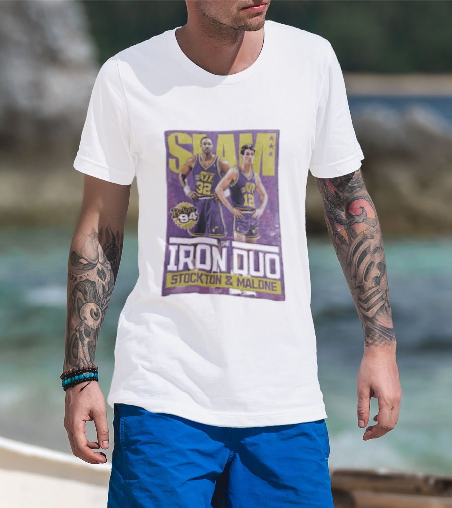 Slam Utah Jazz Before 94 Iron Duo Stockton Malone T-Shirt