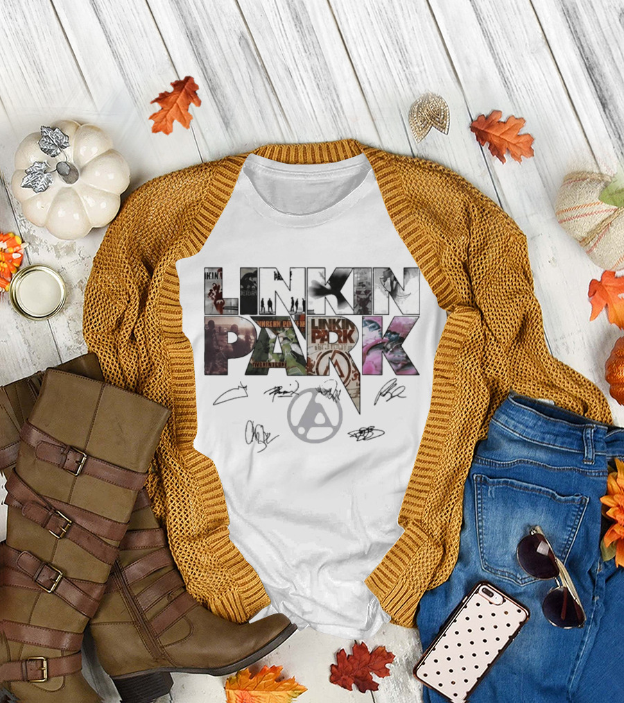 Linkin Park Album Art Collage Signatures T-Shirt