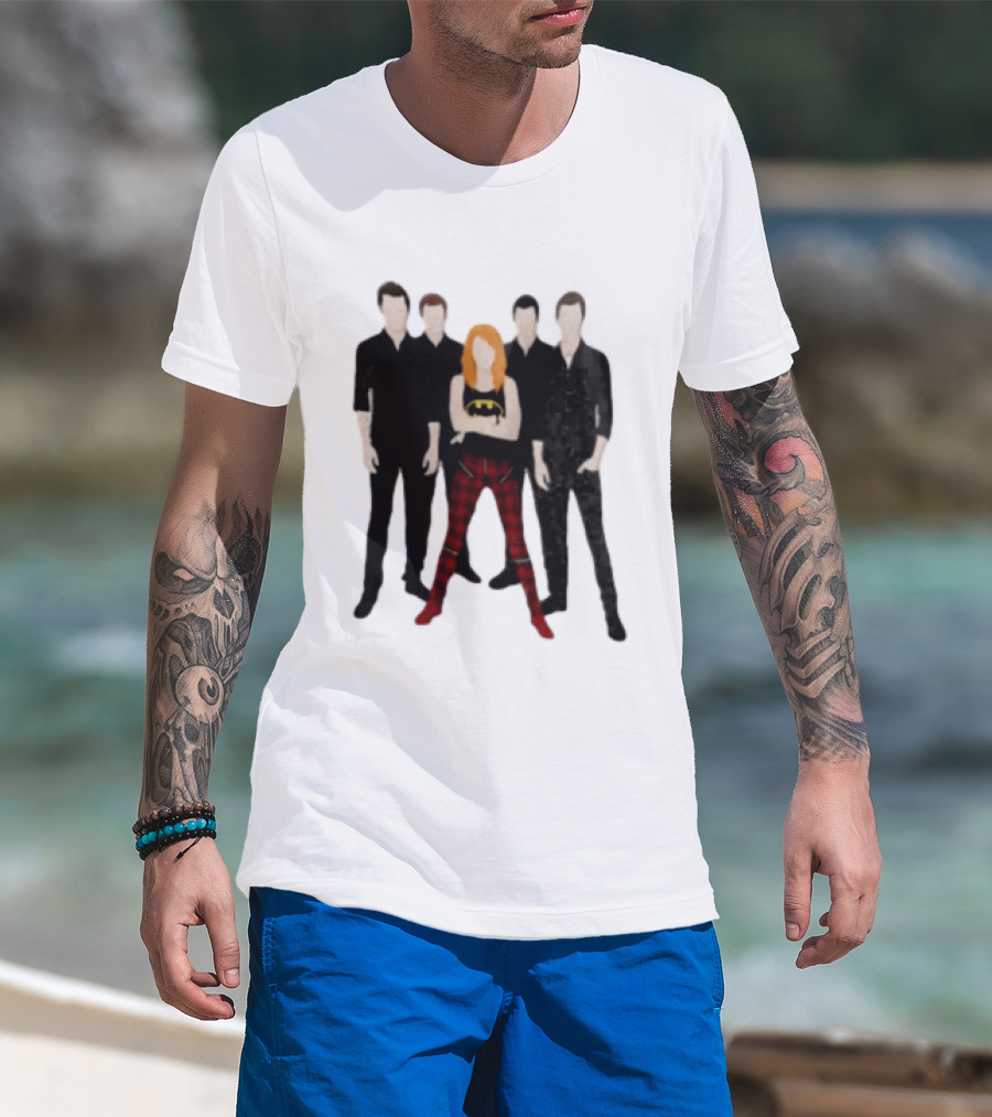 Vector Alternative Rock Band With Bat Symbol And Checkered Pants T-Shirt