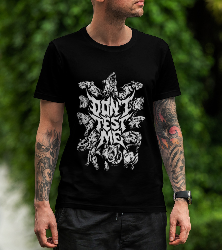 Anticarnist Don't Test Me Snarling Rats Metal Line Symmetrical T-Shirt
