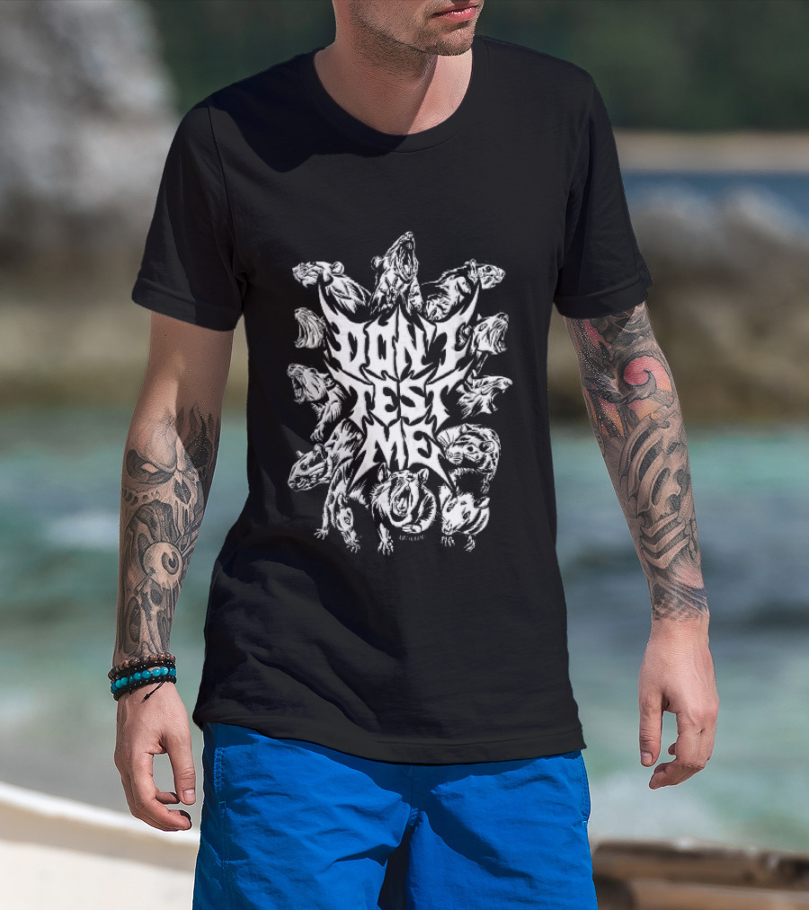 Anticarnist Don't Test Me Snarling Rats Metal Line Symmetrical T-Shirt