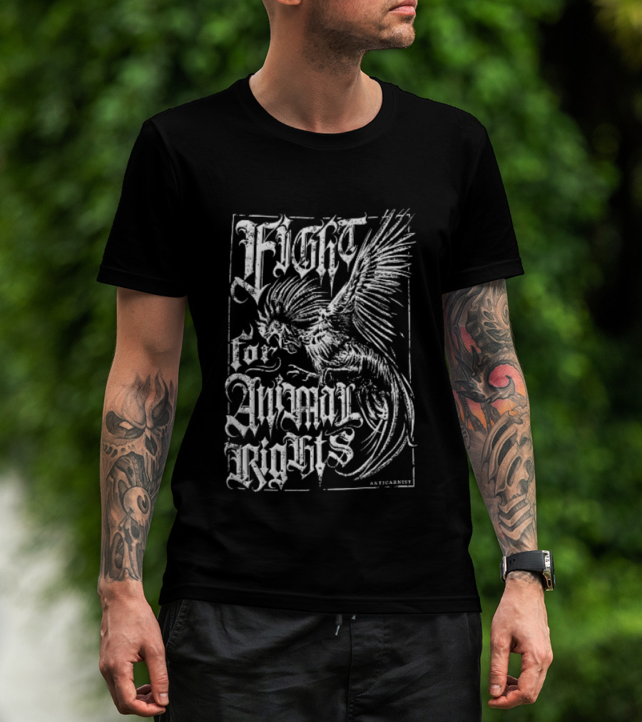 Anticarnist Fight For Animal Rights Aggressive Rooster Gothic T-Shirt