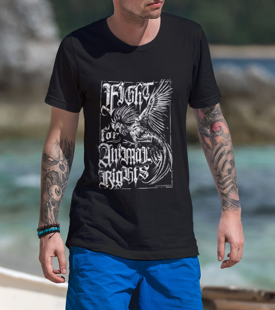 Anticarnist Fight For Animal Rights Aggressive Rooster Gothic T-Shirt
