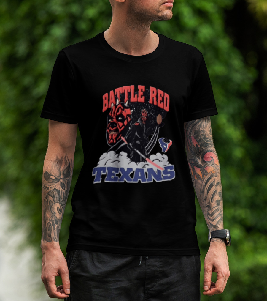 Battle Red Texans Football Star Wars Darth Maul NFL T-Shirt