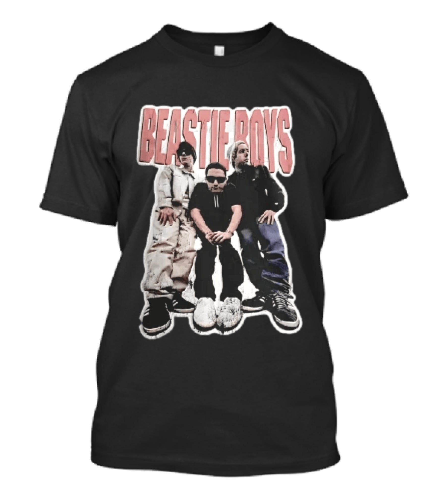 BEASTIE BOYS Three Band Members Group Photo Distressed Bootleg T-Shirt