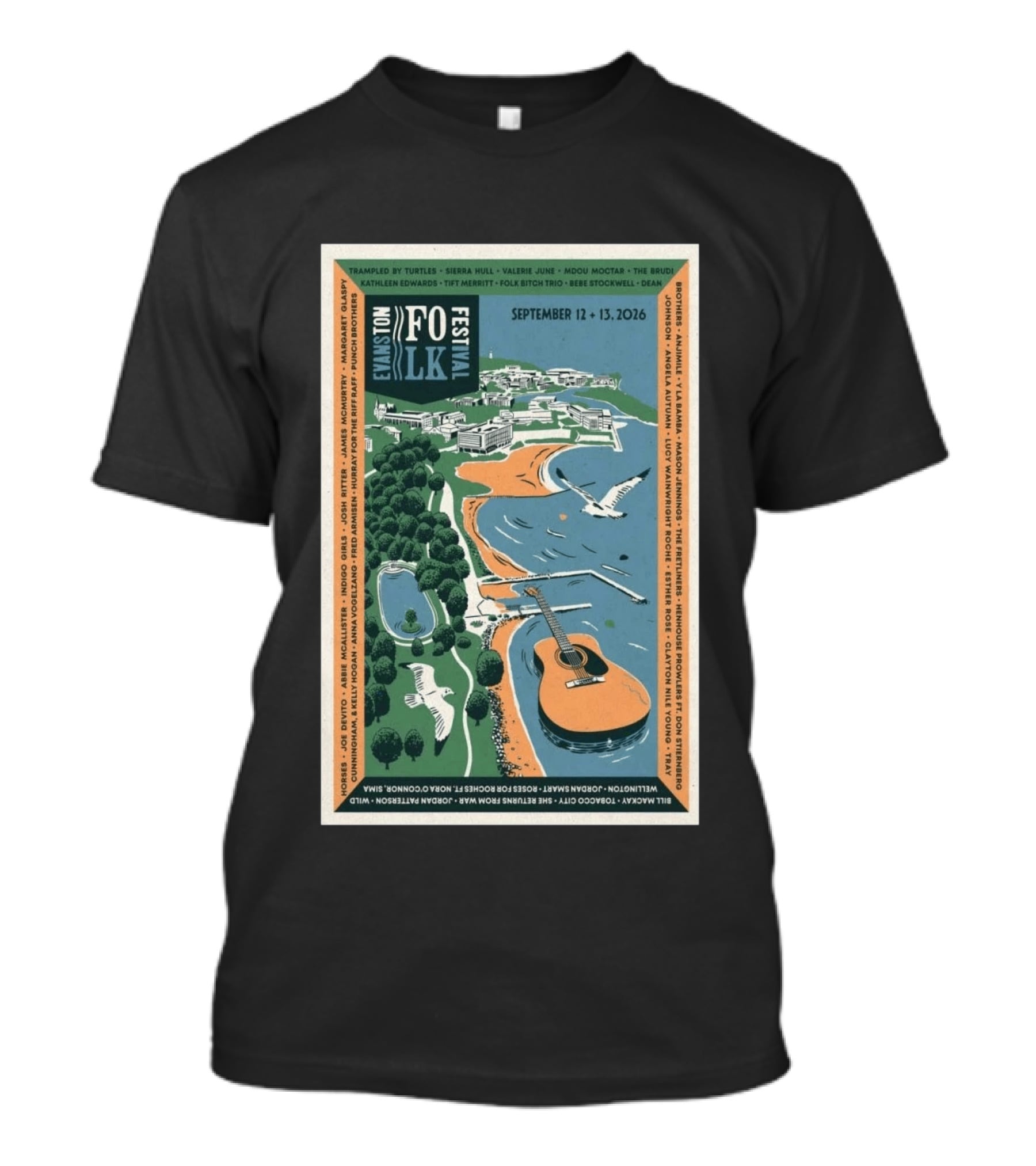Evans Folk Festival 2026 Concert September 12 13 Trampled By Turtles Valerie June Folk Trio T-Shirt