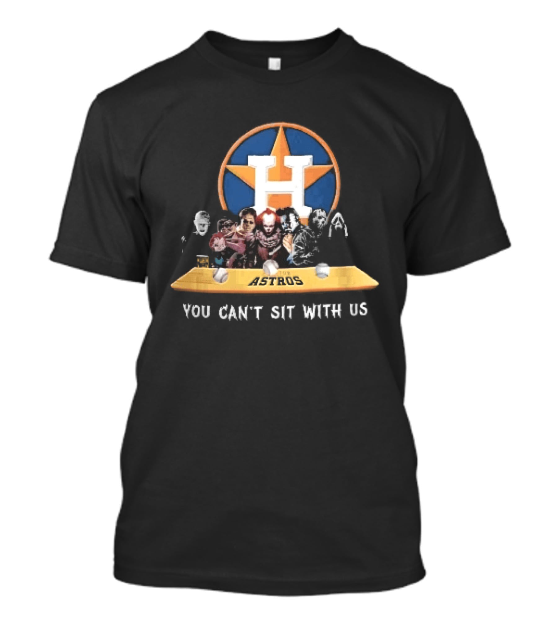 Houston Astros You Can't Sit With Us Horror Movie Characters Baseball Bench T-Shirt