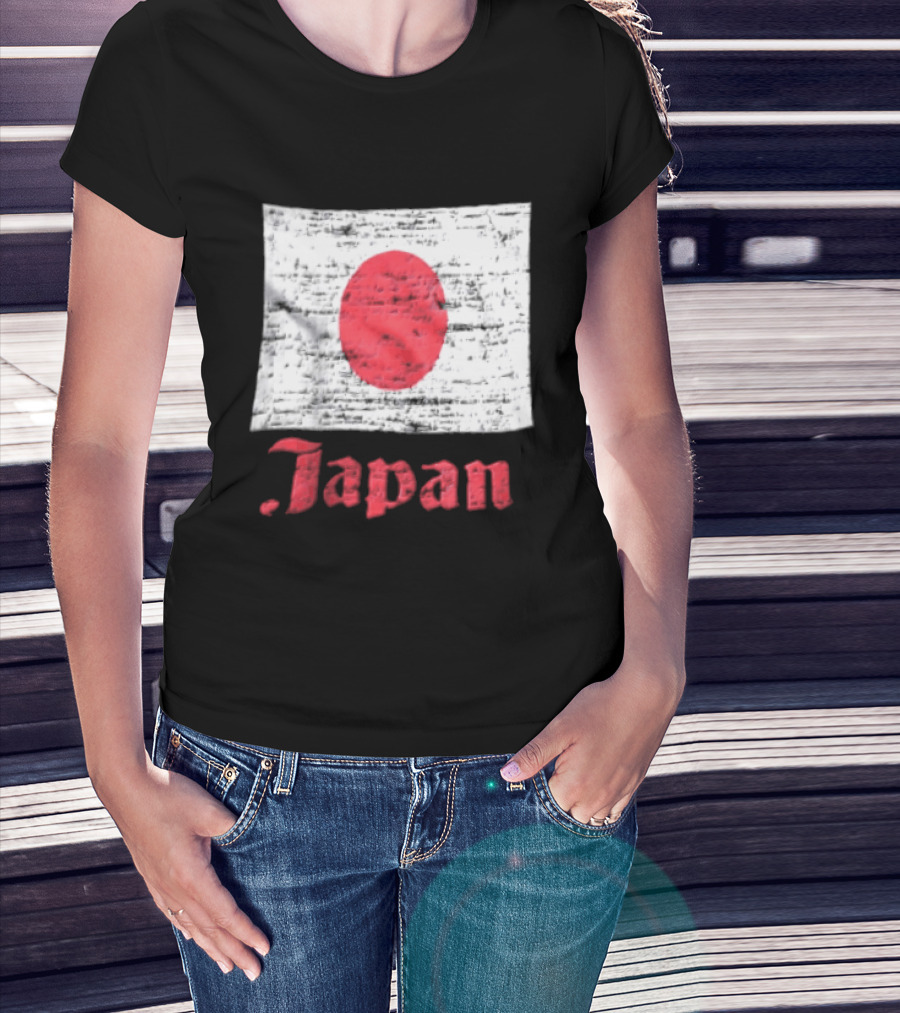 Japan Flag Distressed Style Red Dot Vintage Look T-Shirt