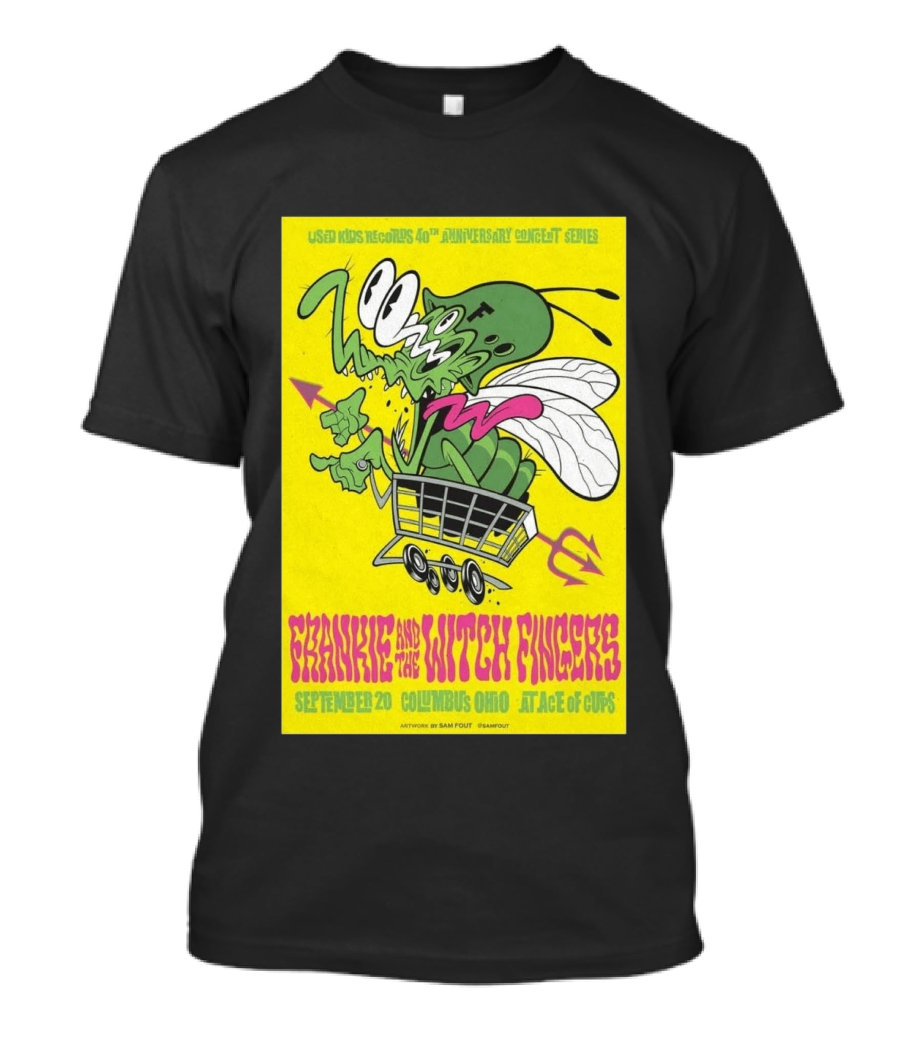 Used Kids Records 40th Anniversary Concert Series Frankie And The Witch Fingers September 20 Columbus Ohio At Ace Of Cups Artwork By Sam Fout T-Shirt