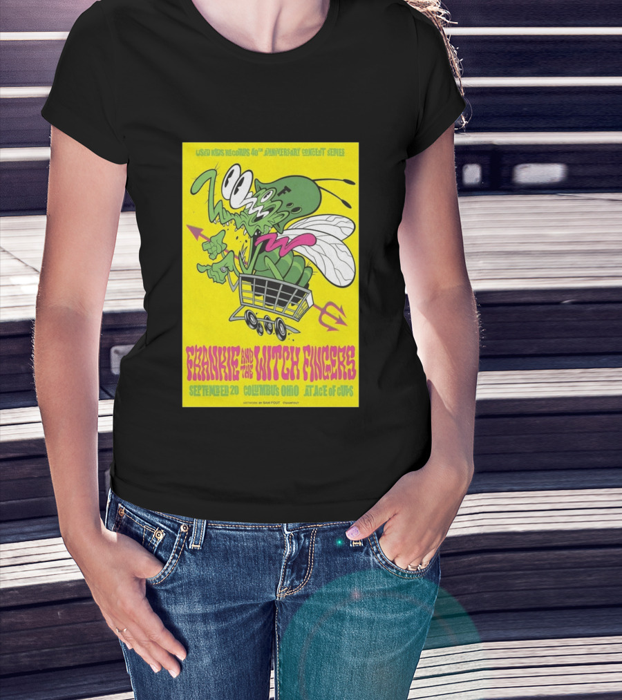 Used Kids Records 40th Anniversary Concert Series Frankie And The Witch Fingers September 20 Columbus Ohio At Ace Of Cups Artwork By Sam Fout T-Shirt