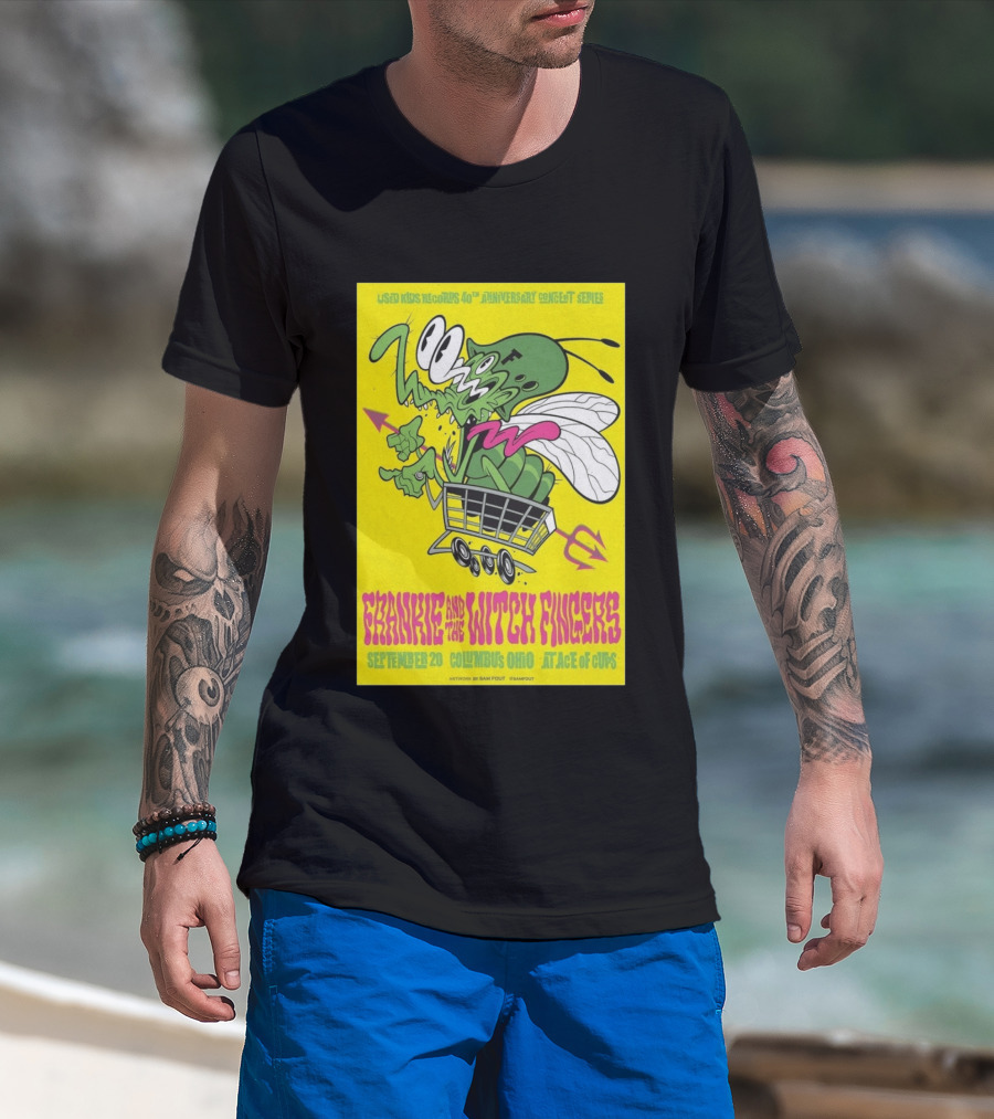 Used Kids Records 40th Anniversary Concert Series Frankie And The Witch Fingers September 20 Columbus Ohio At Ace Of Cups Artwork By Sam Fout T-Shirt