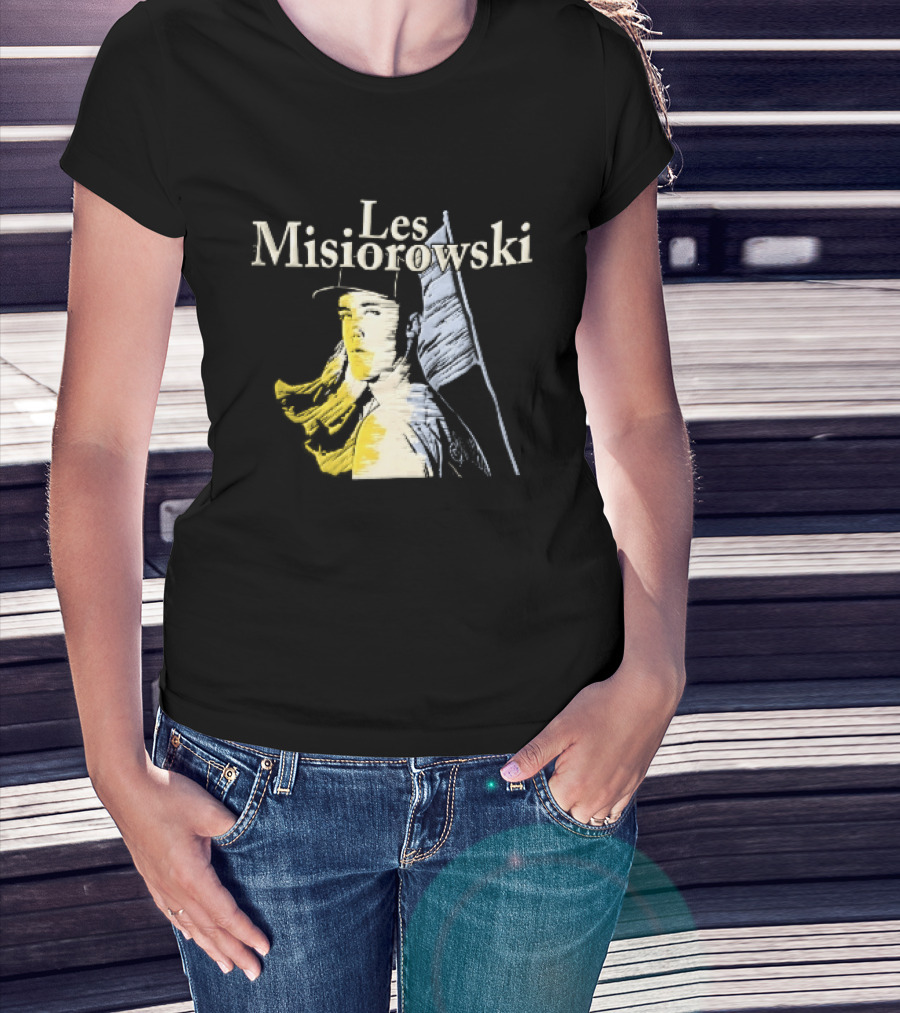 Les Misiorowski Baseball Pitcher Long Hair Flag Sketch T-Shirt