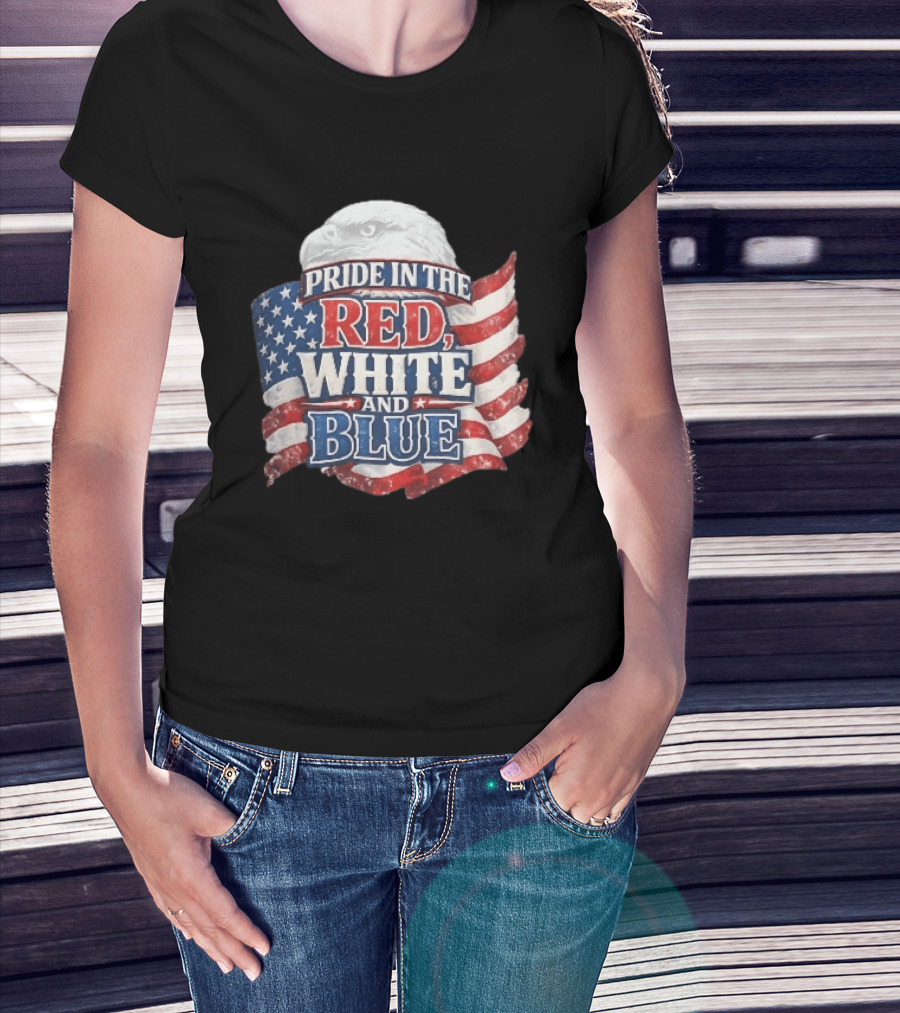 Pride In The Red White And Blue Bald Eagle American Flag T-Shirt