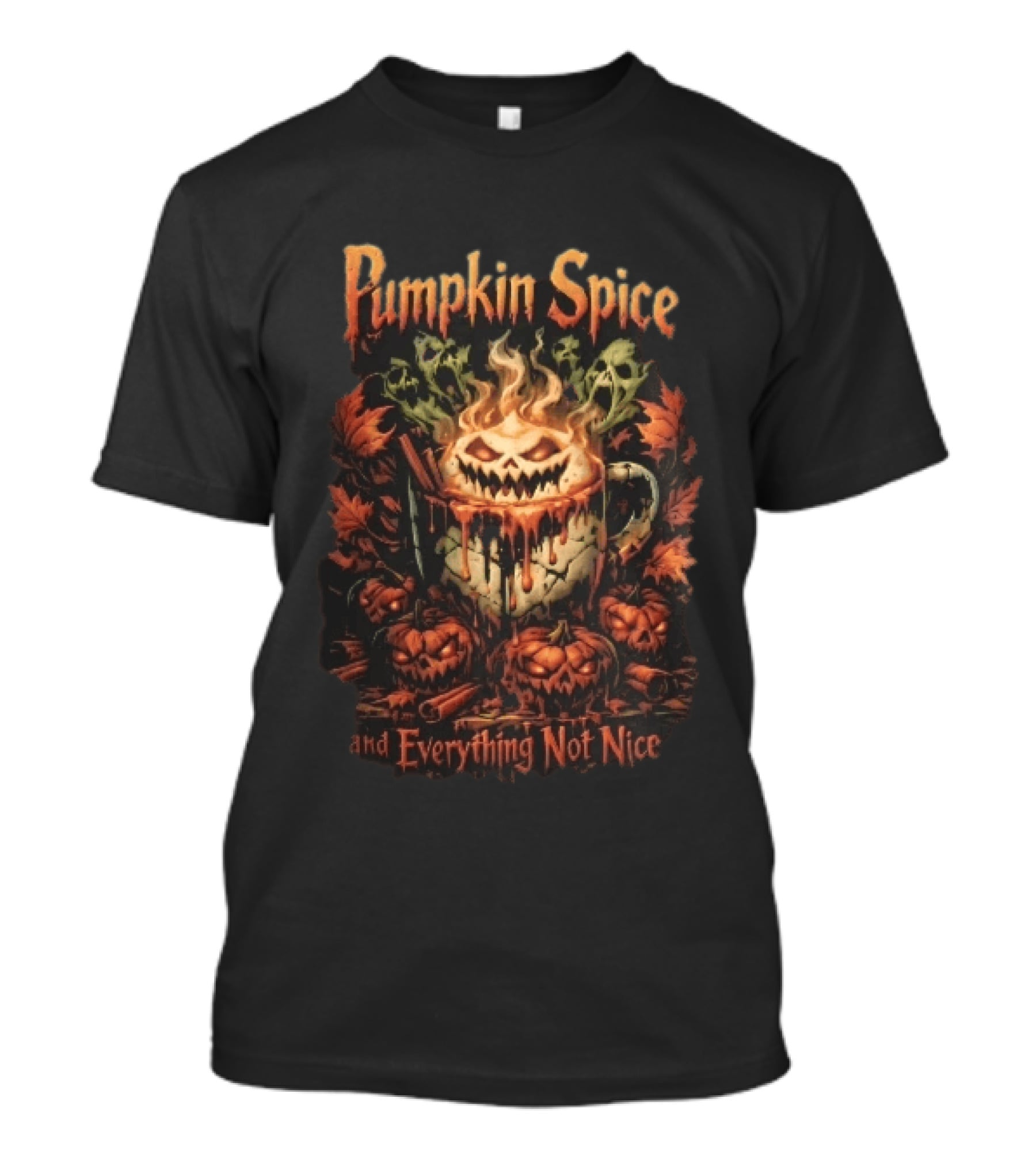 Pumpkin Spice And Everything Not Nice Evil With Ghosts And Skulls Steam T-Shirt