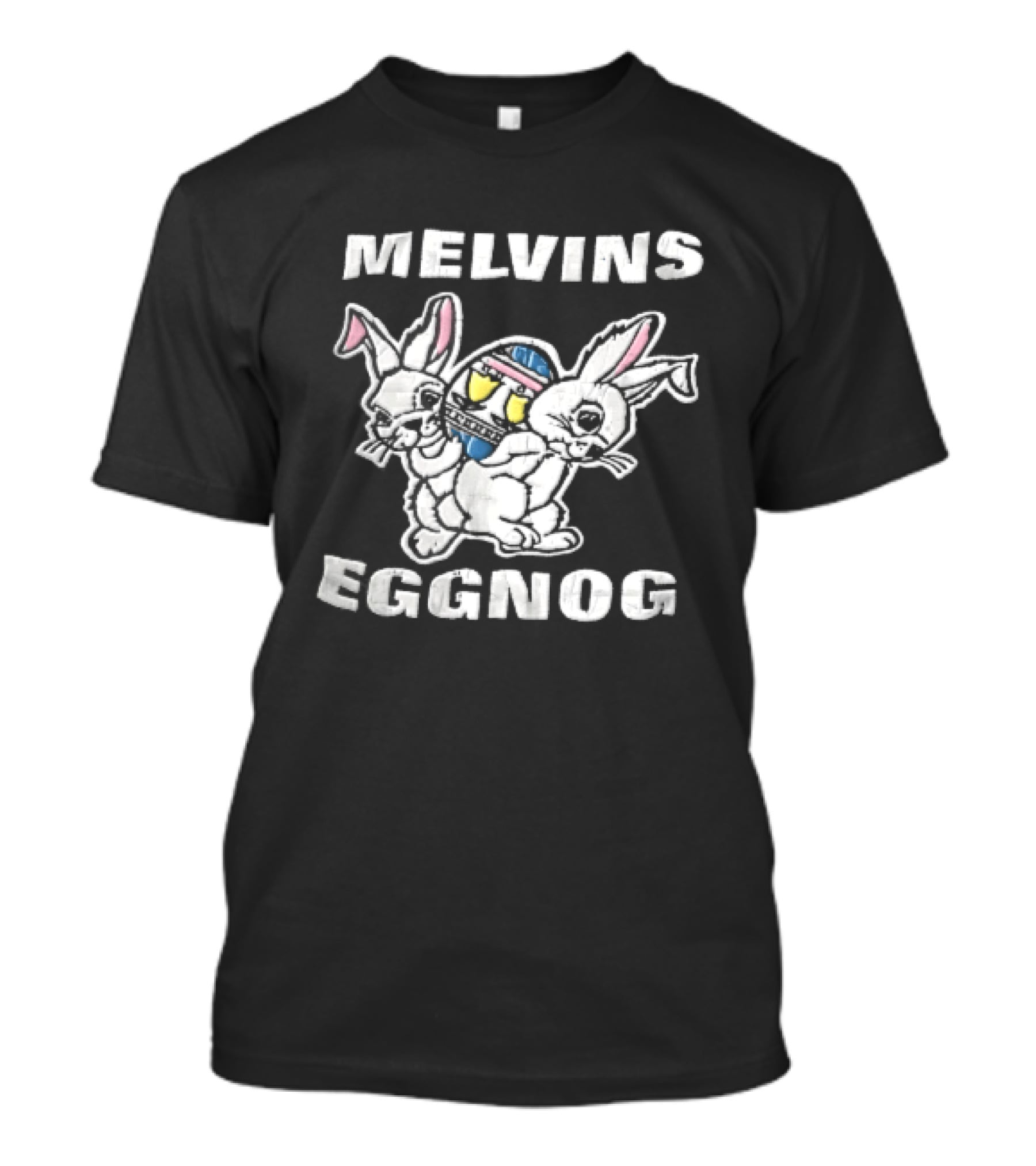 Melvins Eggnog Distressed Conjoined Rabbits Cartoon T-Shirt