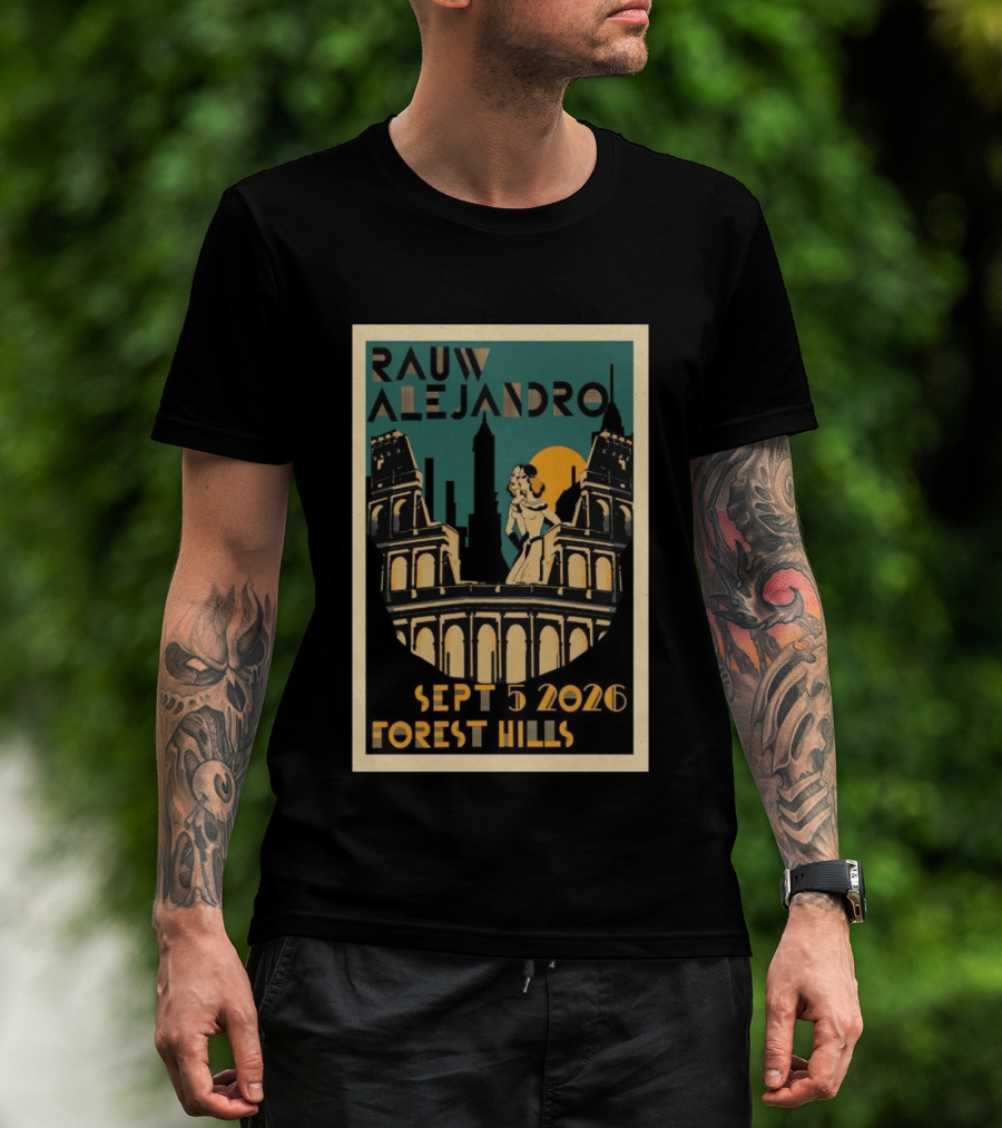 Rauw Alejandro Sept 5 2026 Forest Hills Stadium Art Deco T-Shirt