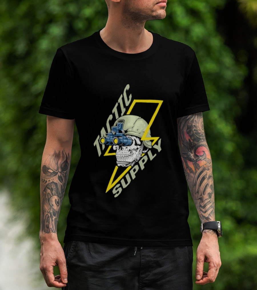 Tactical Skull Tactic Supply Night Vision Helmet Lightning Bolt T-Shirt