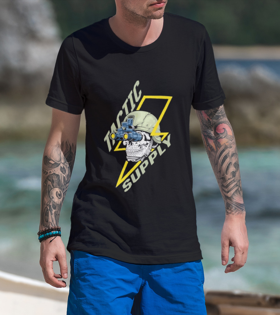Tactical Skull Tactic Supply Night Vision Helmet Lightning Bolt T-Shirt