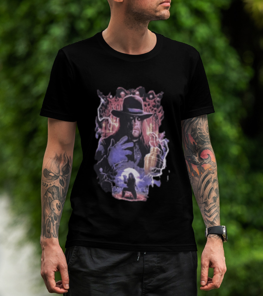 The Undertaker WWE Wrestler Vintage Style With Lightning And Urn T-Shirt