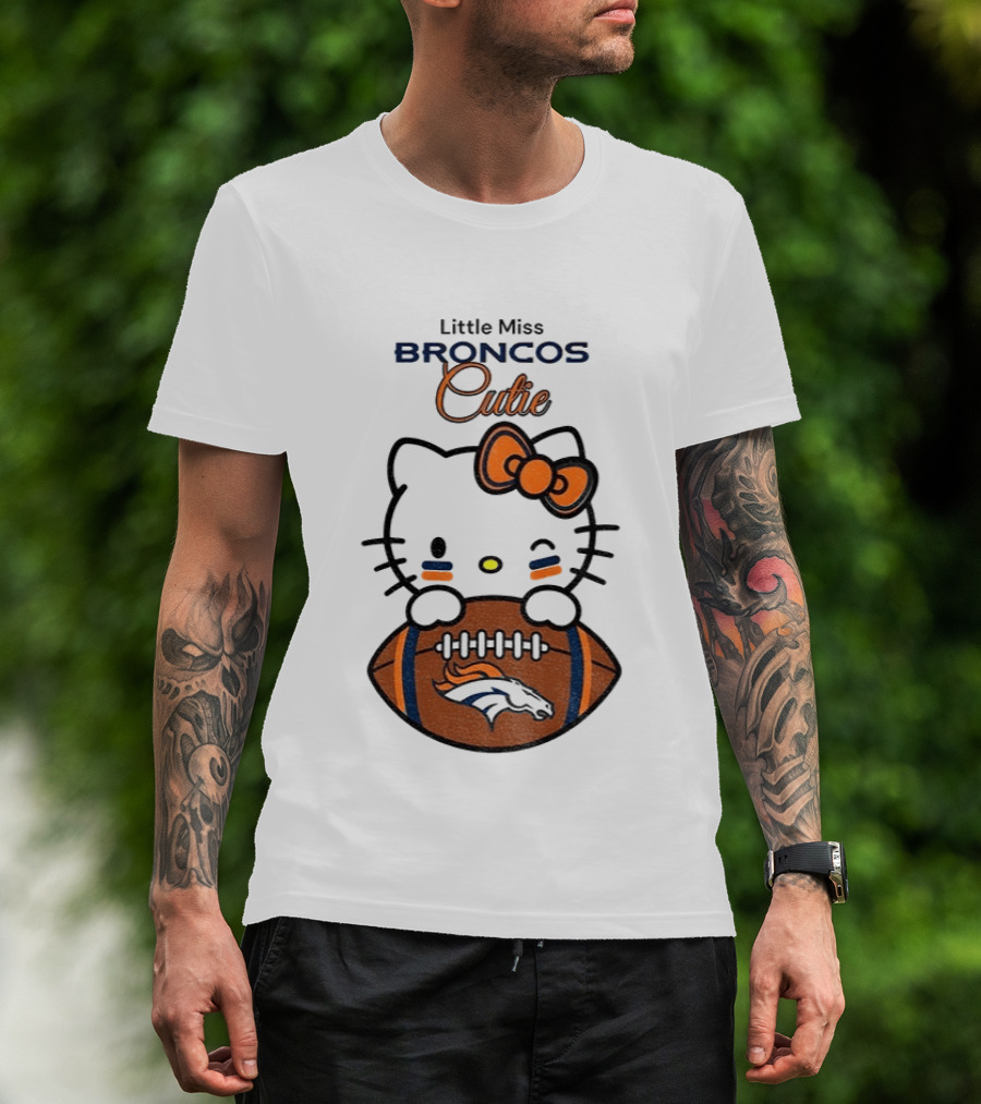 Little Miss Broncos Cutie Hello Kitty Football Fan T-Shirt