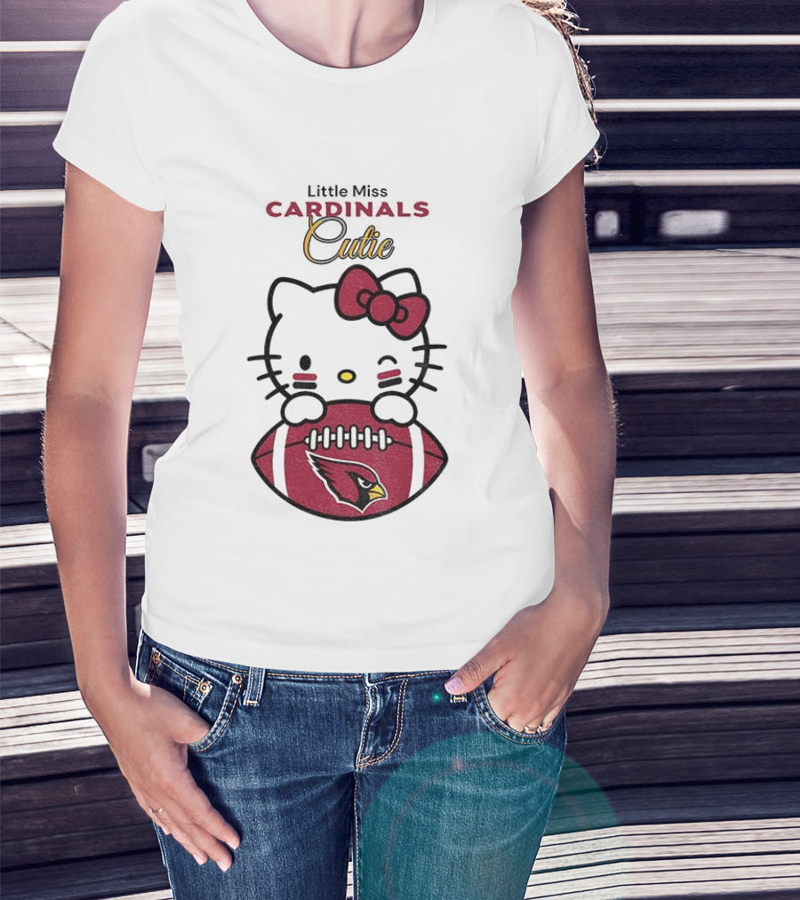 Little Miss Cardinals Cutie Hello Kitty Football T-Shirt