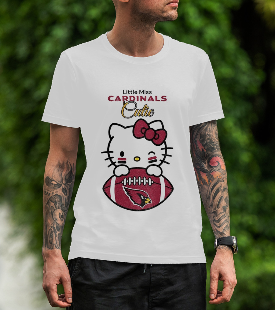 Little Miss Cardinals Cutie Hello Kitty Football T-Shirt