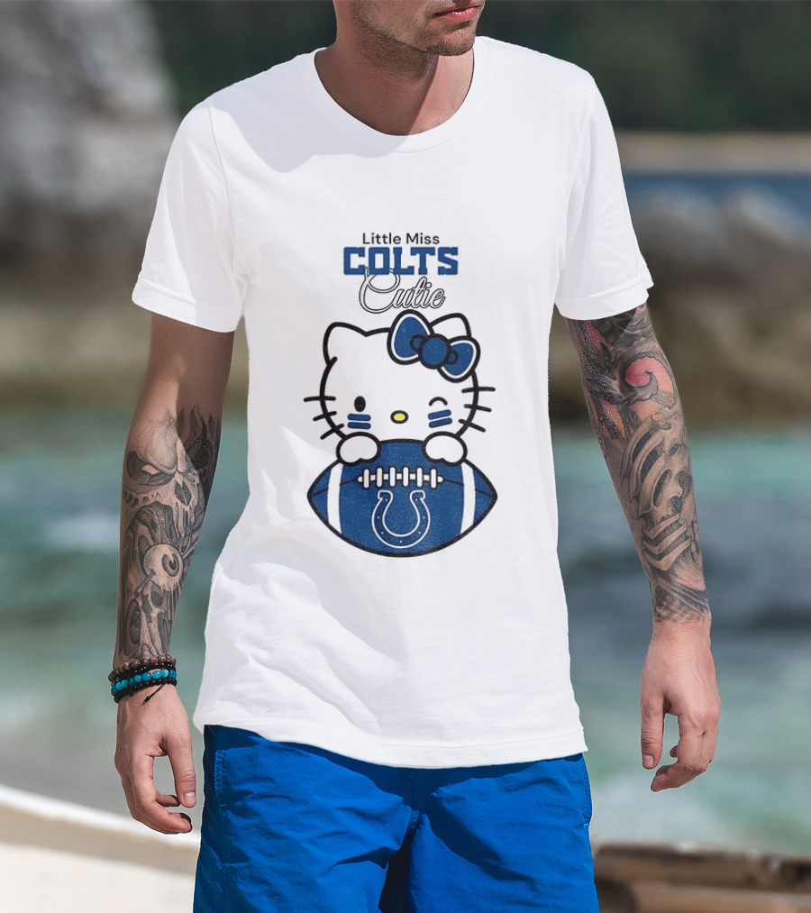 Little Miss Colts Cutie Hello Kitty Football T-Shirt