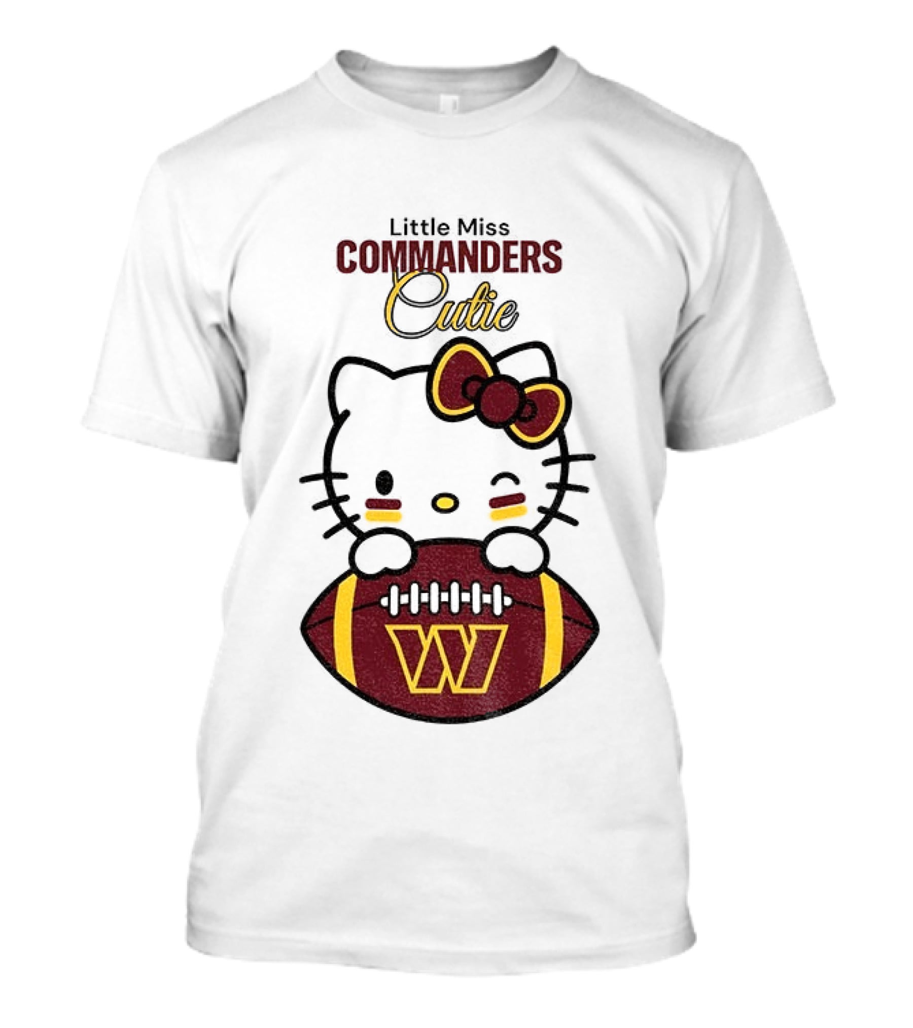 Little Miss Commanders Cutie Hello Kitty Football T-Shirt