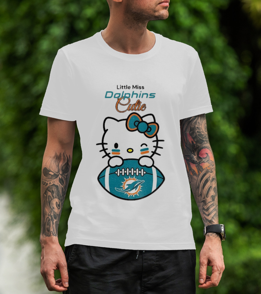 Little Miss Dolphins Cutie Hello Kitty Football T-Shirt