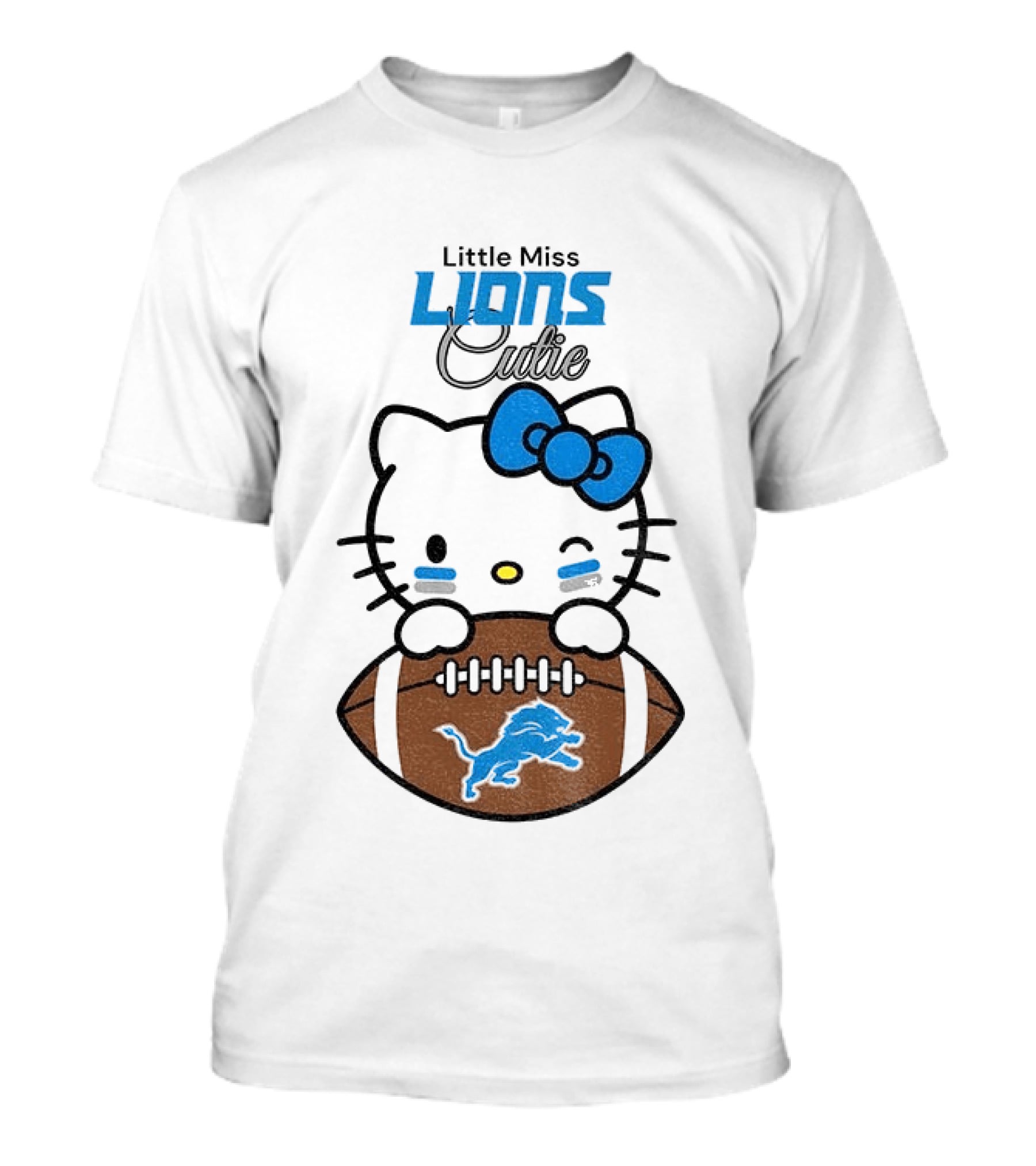 Little Miss Lions Hello Kitty Cute Football T-Shirt
