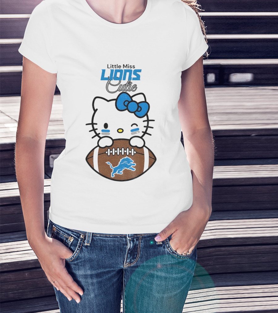 Little Miss Lions Hello Kitty Cute Football T-Shirt