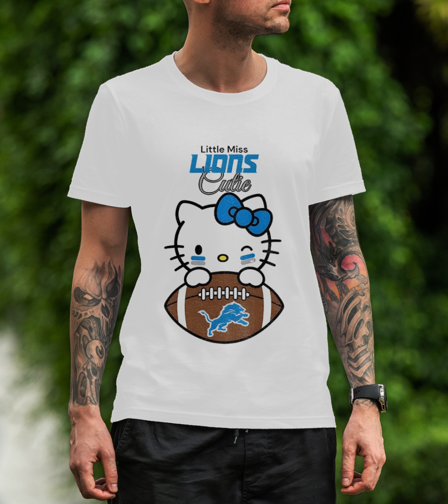 Little Miss Lions Hello Kitty Cute Football T-Shirt