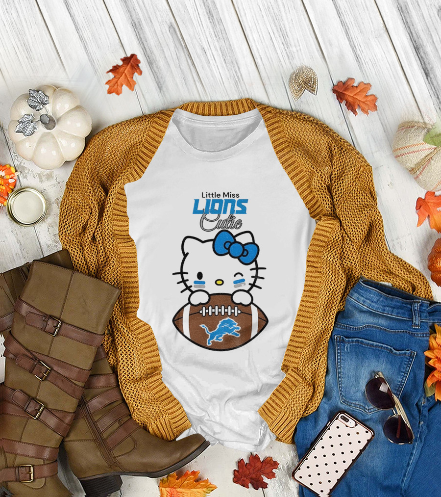 Little Miss Lions Hello Kitty Cute Football T-Shirt