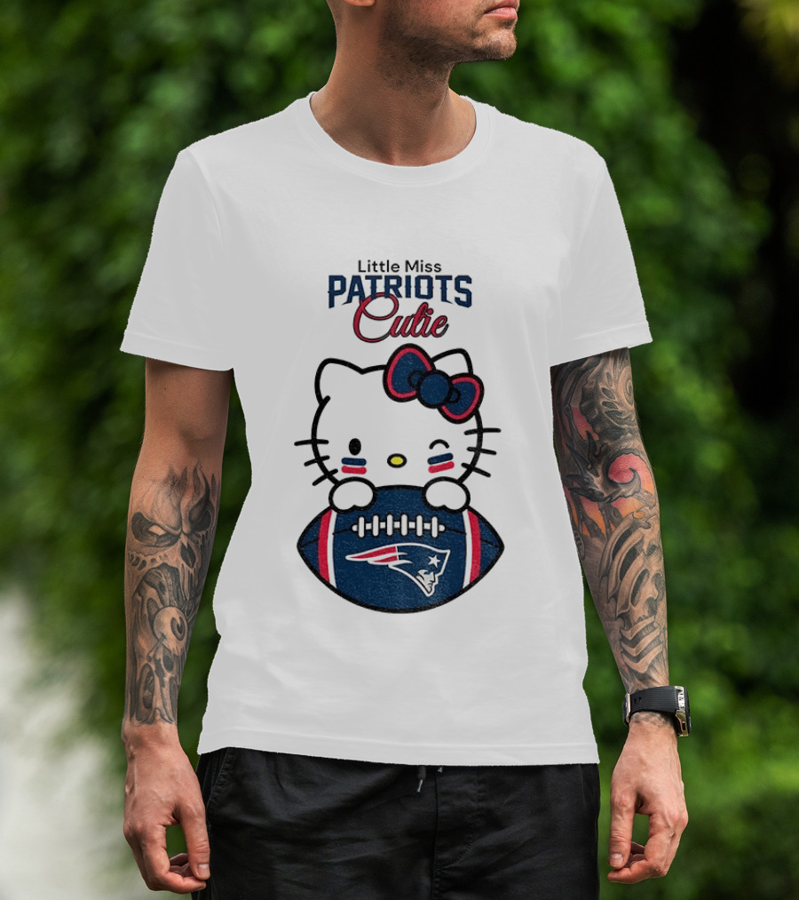 Little Miss Patriots Cutie Hello Kitty Football T-Shirt