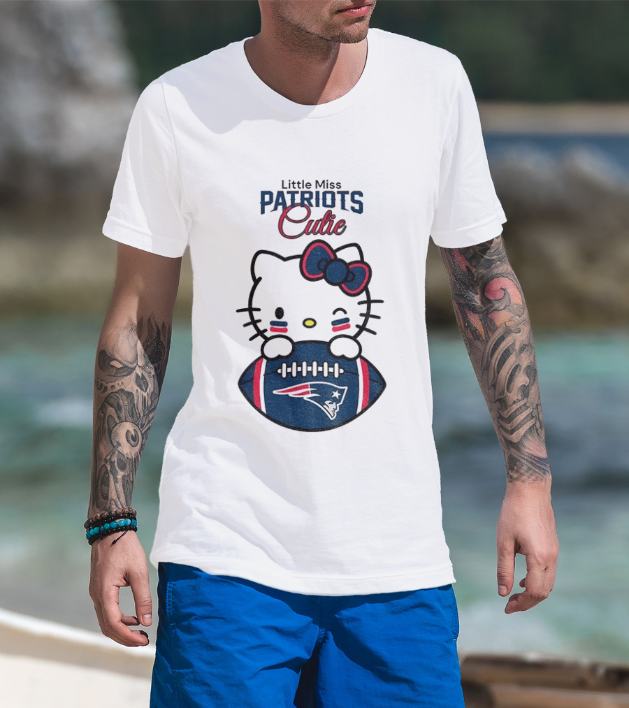 Little Miss Patriots Cutie Hello Kitty Football T-Shirt