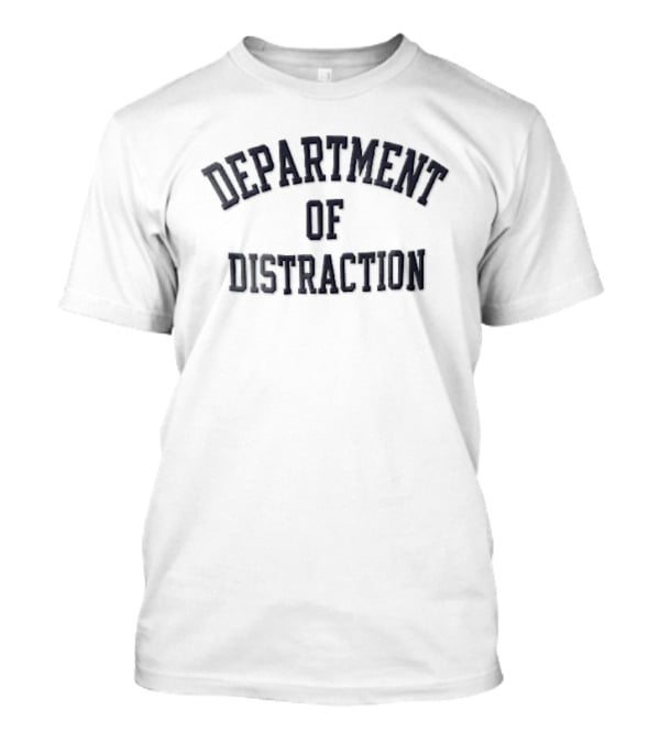 Department Of Distraction Arched Navy Blue Varsity Block T-Shirt