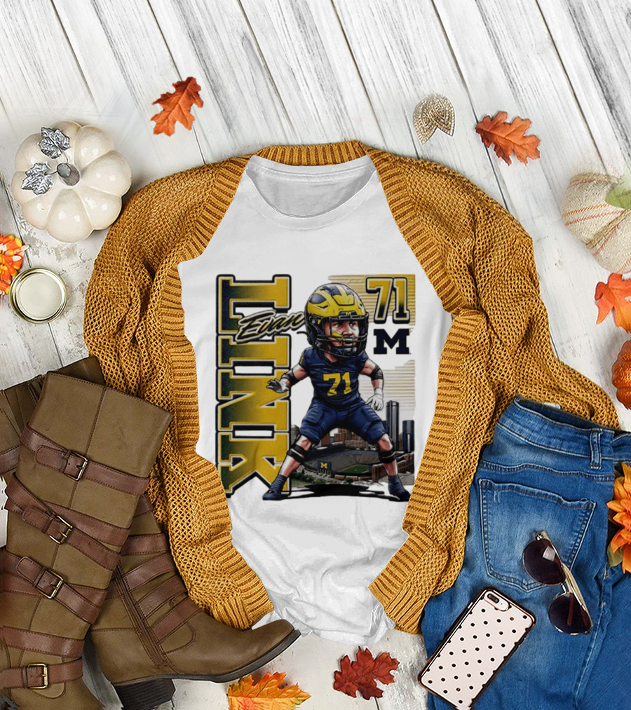 Evan Link 71 Michigan Wolverines Football Caricature T-Shirt