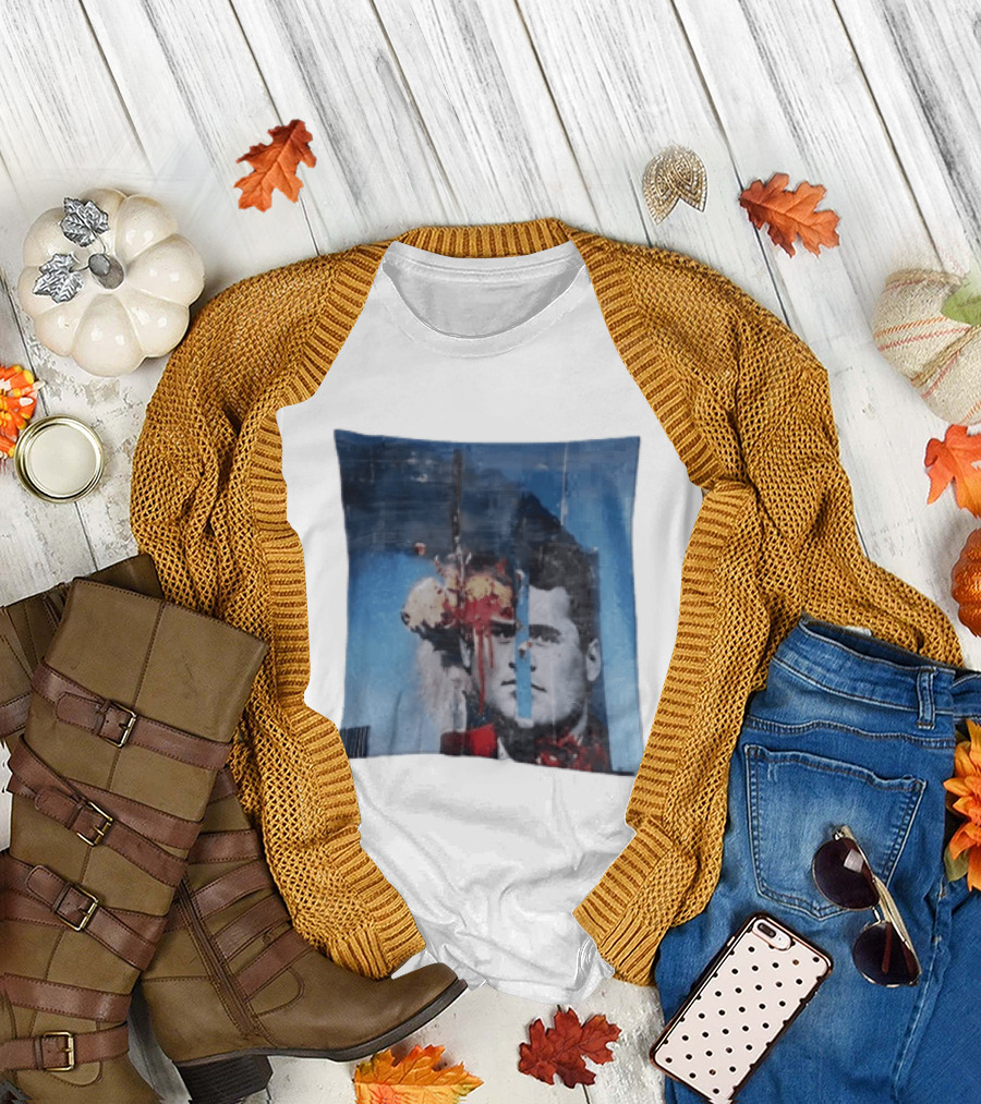 Explosion Face Collage Tower Crew Neck Short Sleeve T-Shirt