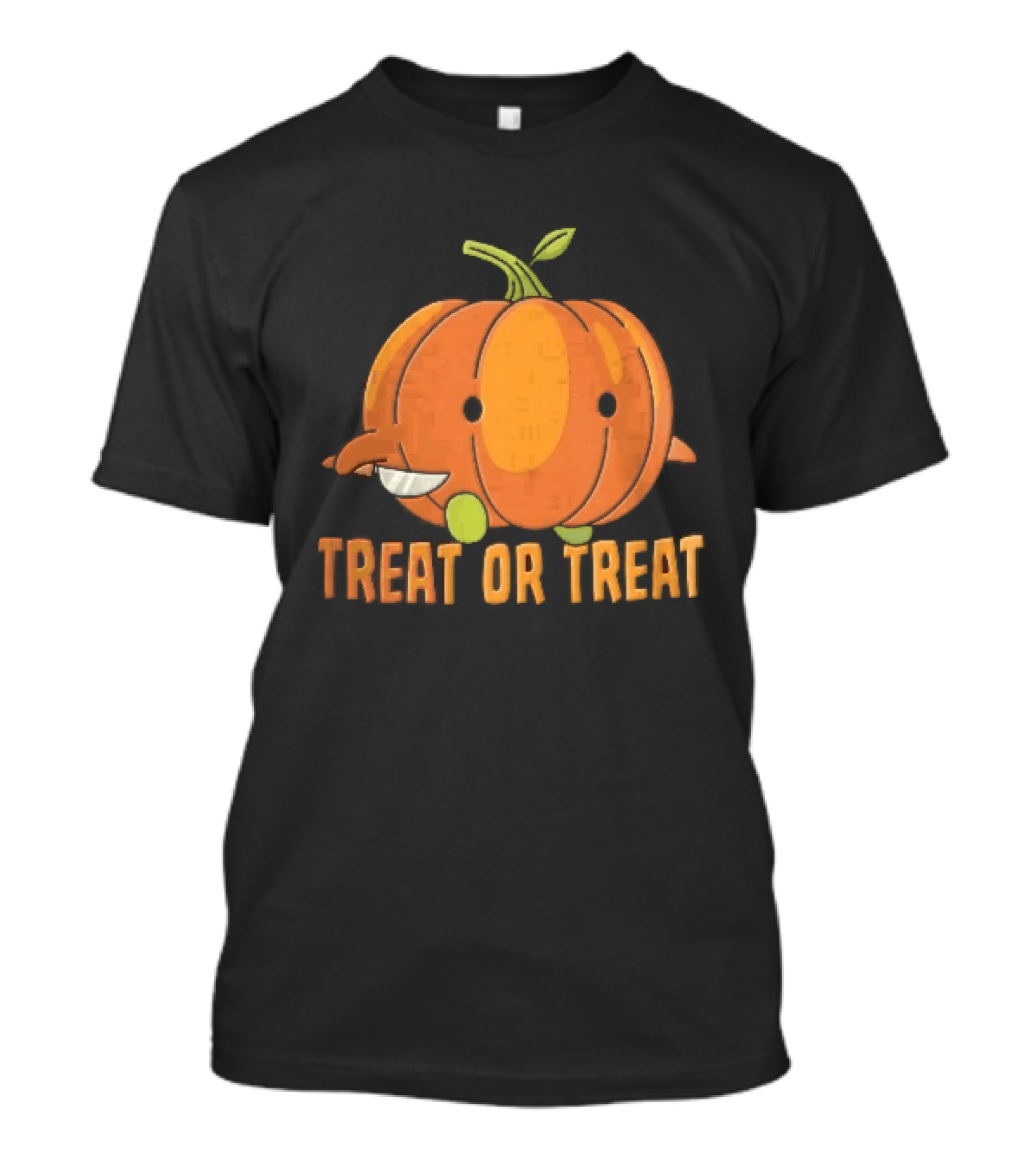 Treat Or Cartoon Pumpkin Holding Small Knife T-Shirt