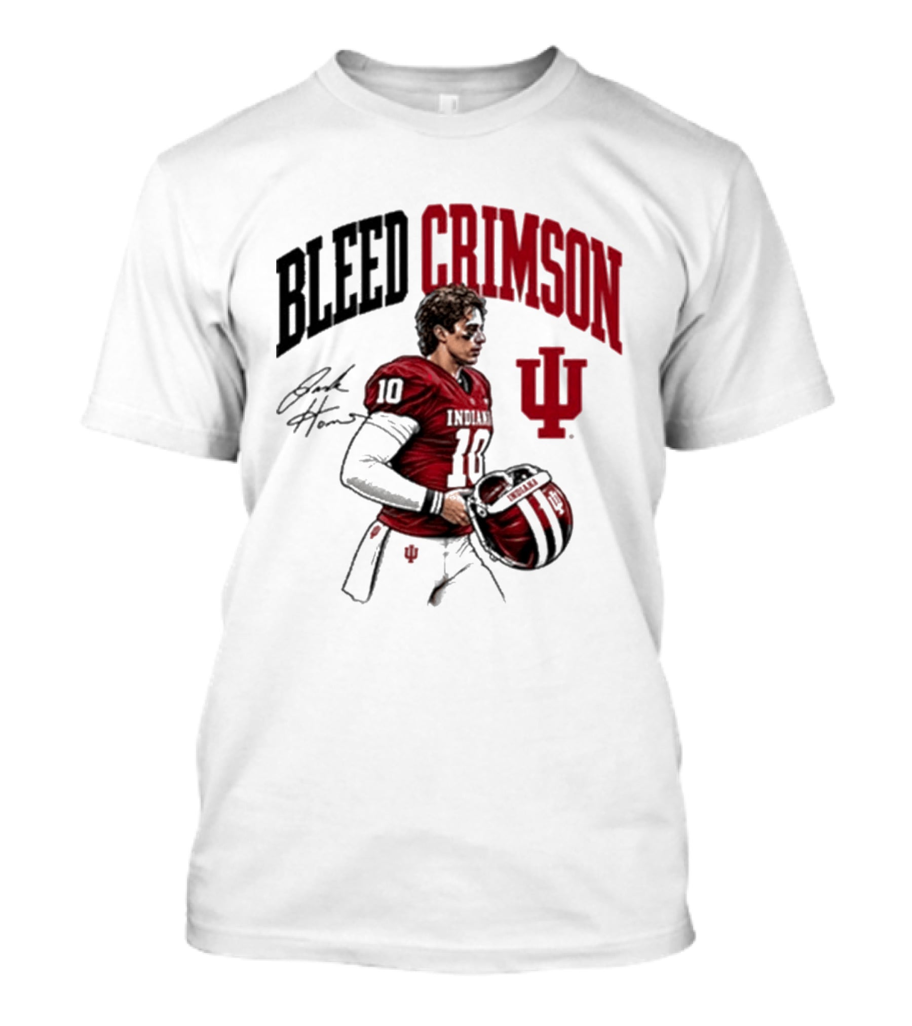 Bleed Crimson IU Football Number 10 Player Signature T-Shirt